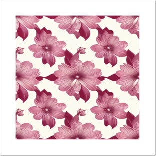 Pretty pink and red floral pattern Posters and Art